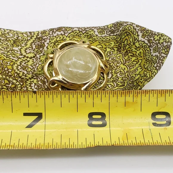 Vintage Handmade 100% Floral Silk & Metallic Green Medallion Bracelet - Picture 6 of 7